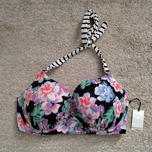 38DD Swimsuit Top Bikini - Black Floral By Shade & Shore